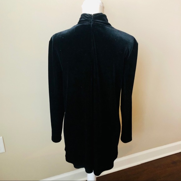 Vintage Black Velvet Mockneck Long Sleeve Mini Dress - Picture 6 of 10
